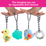 Interactive Baby Car Seat Toy with Teether and Sensory Hanging Toys (Duck)