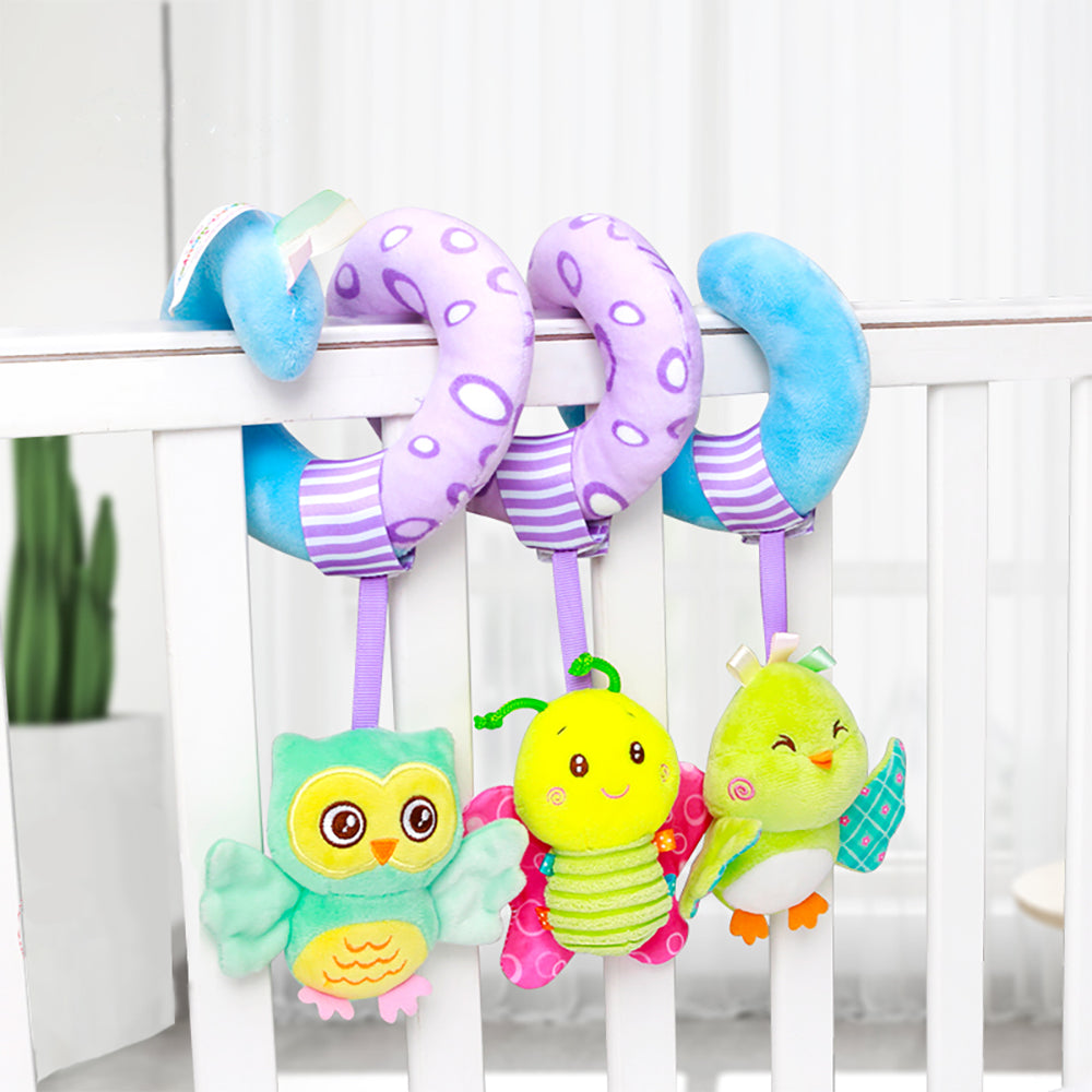 Caterbee Baby Car Seat Toys Stroller Activity Spiral Plush Bar Toy (Sky)